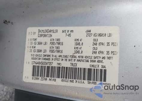 2006 Dodge Dakota Slt from USA, damaged, VIN 1D7HW48N56S507357